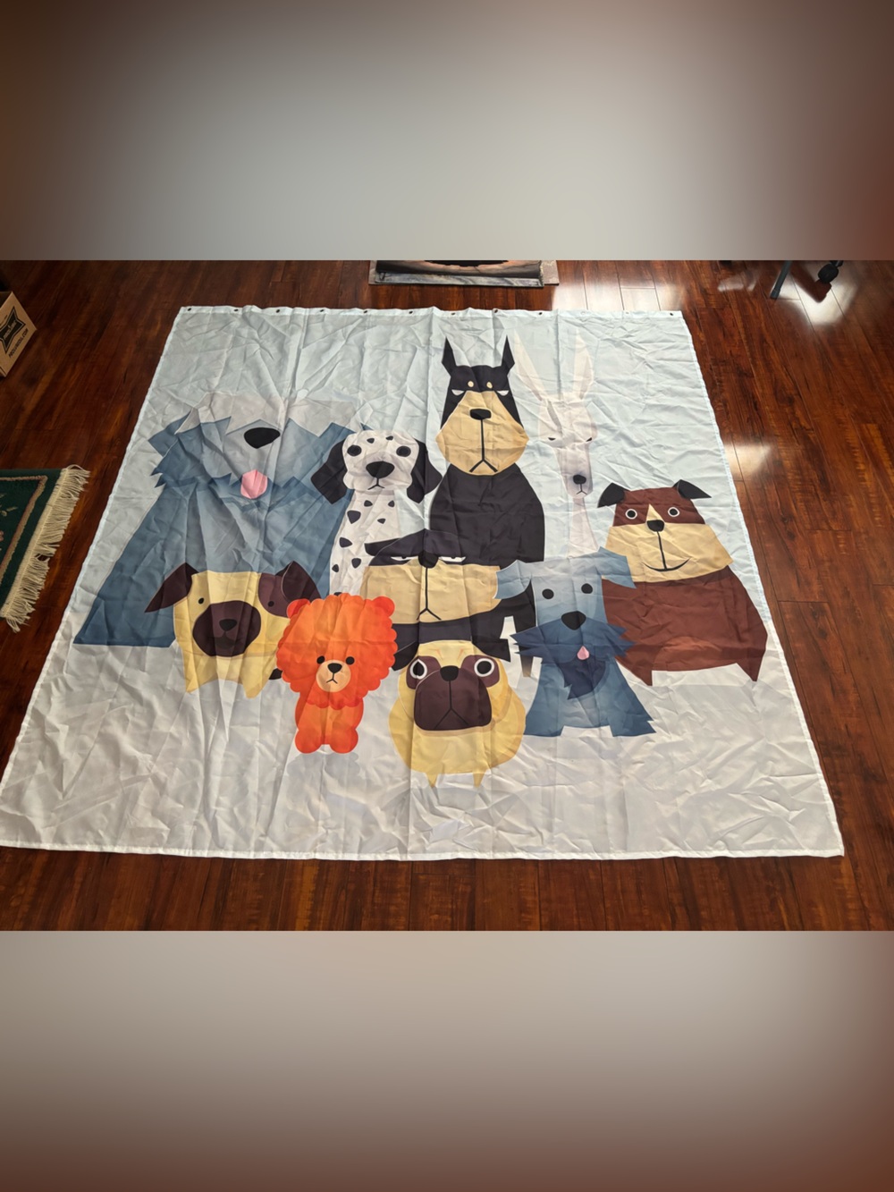 shower curtain with cartoon dogs